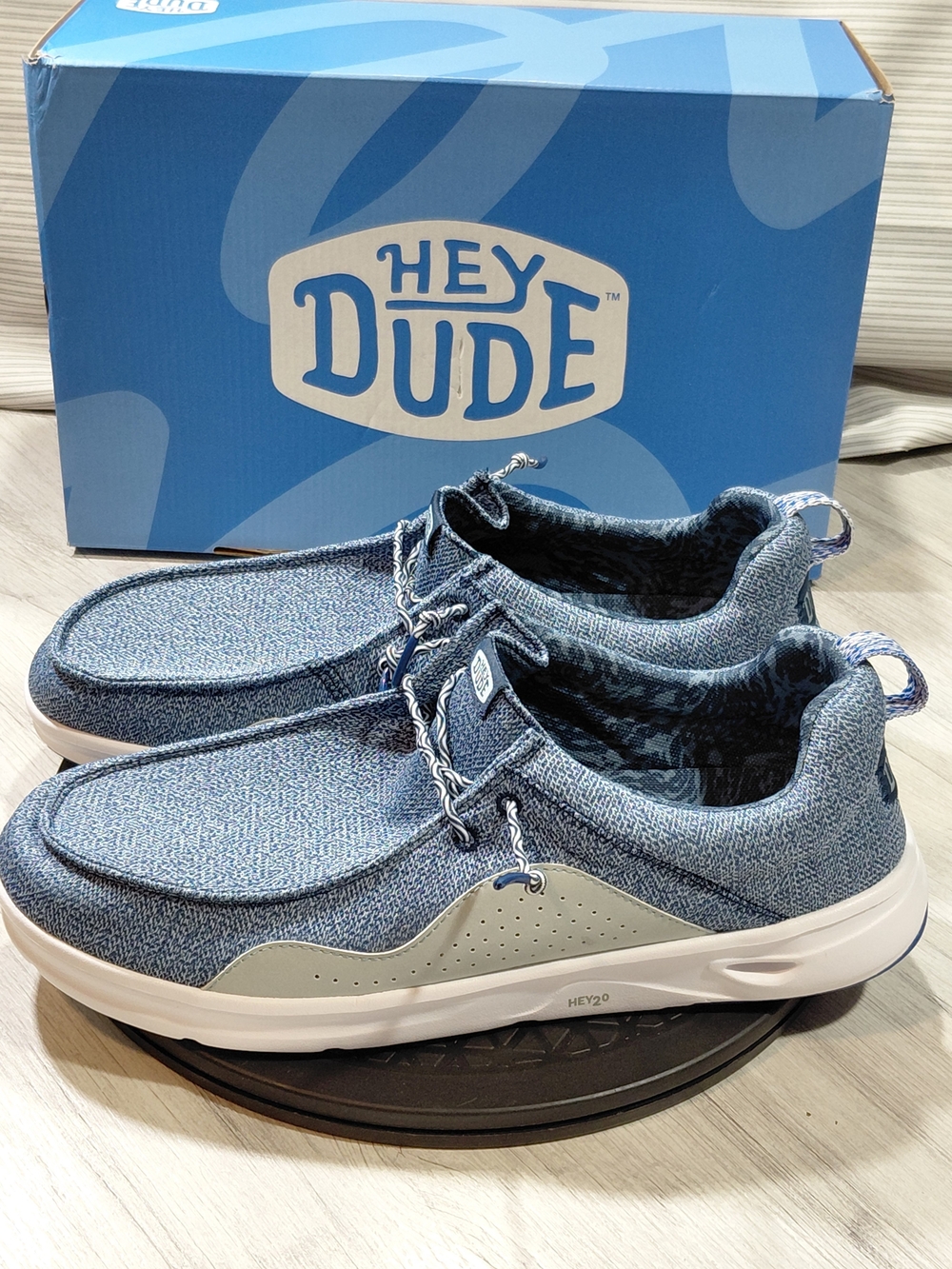 NEW Hey Dude Men's Wally Hey 2○ Water Ready Casual Blue Water Dude SIZE M12